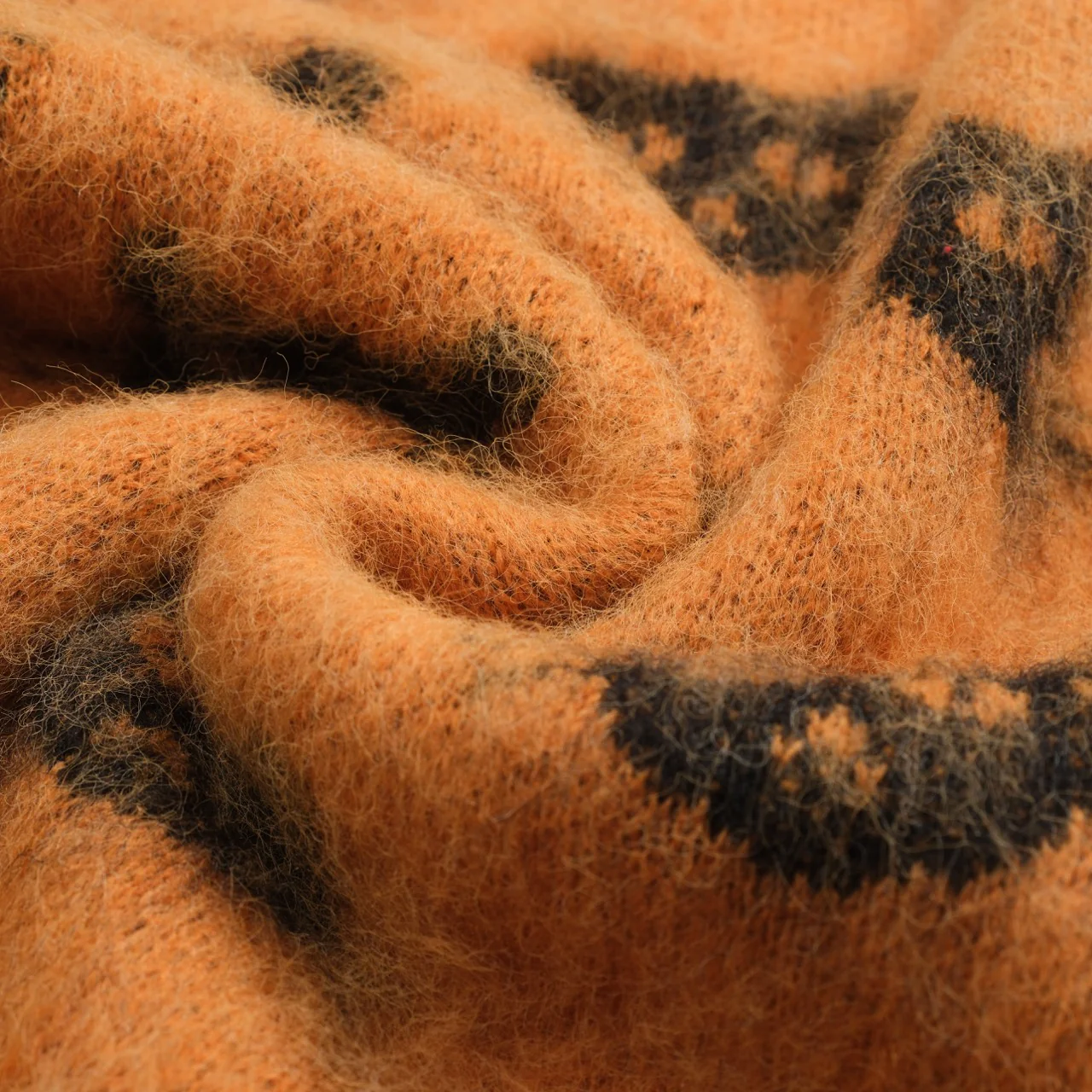Women's orange vintage cat head jacquard knitwear - Image 8