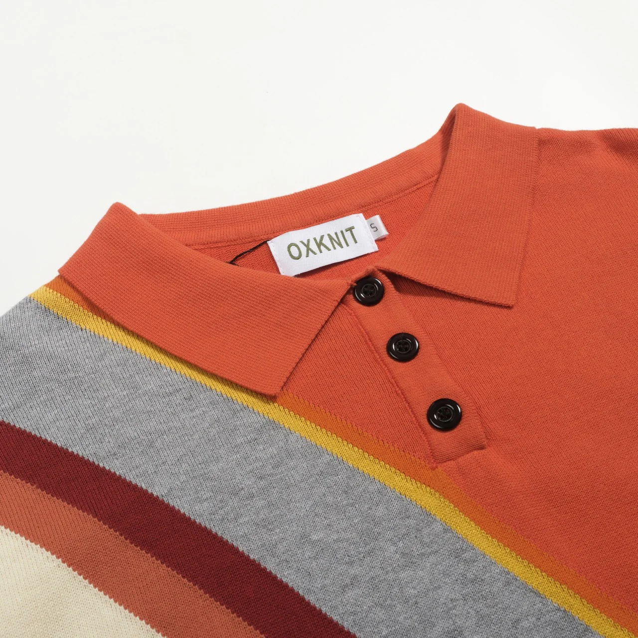 Women's orange vintage diagonal stripe knitwear - Cropped length - Image 4