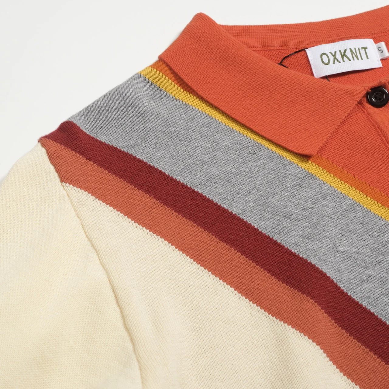 Women's orange vintage diagonal stripe knitwear - Cropped length - Image 8