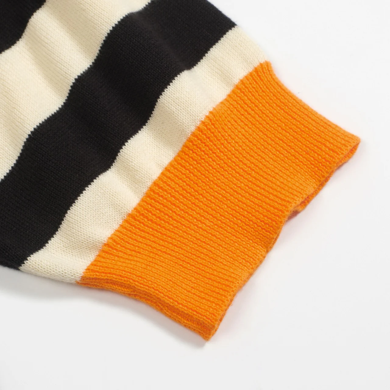 Women's Orange vintage striped bubble sleeve knitted orange polo - Image 6