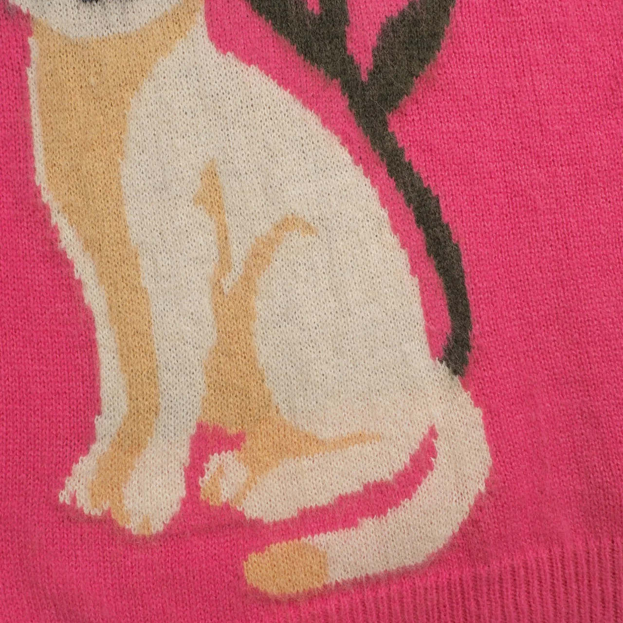 Women's pink cat floral jacquard plush knitwear - Image 5
