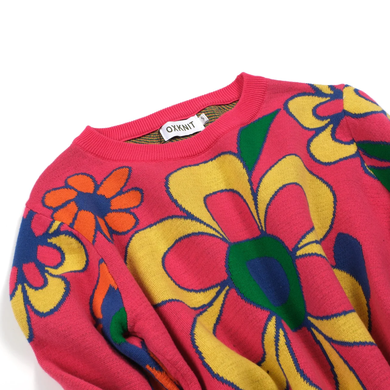 Women's pink floral ruffled design knitwear-longer sleeves - Image 7