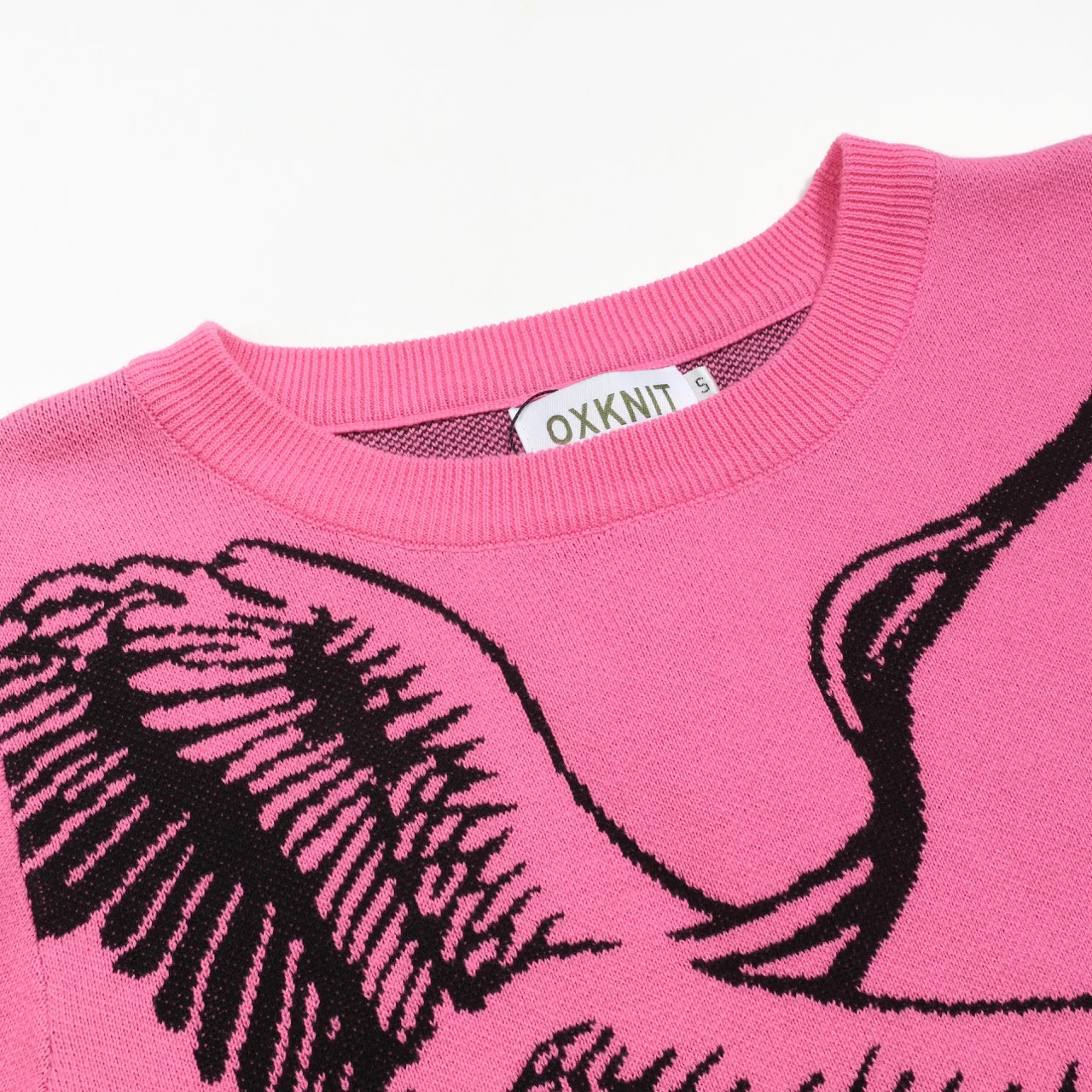 Women's pink flying crane jacquard knitwear - Image 4