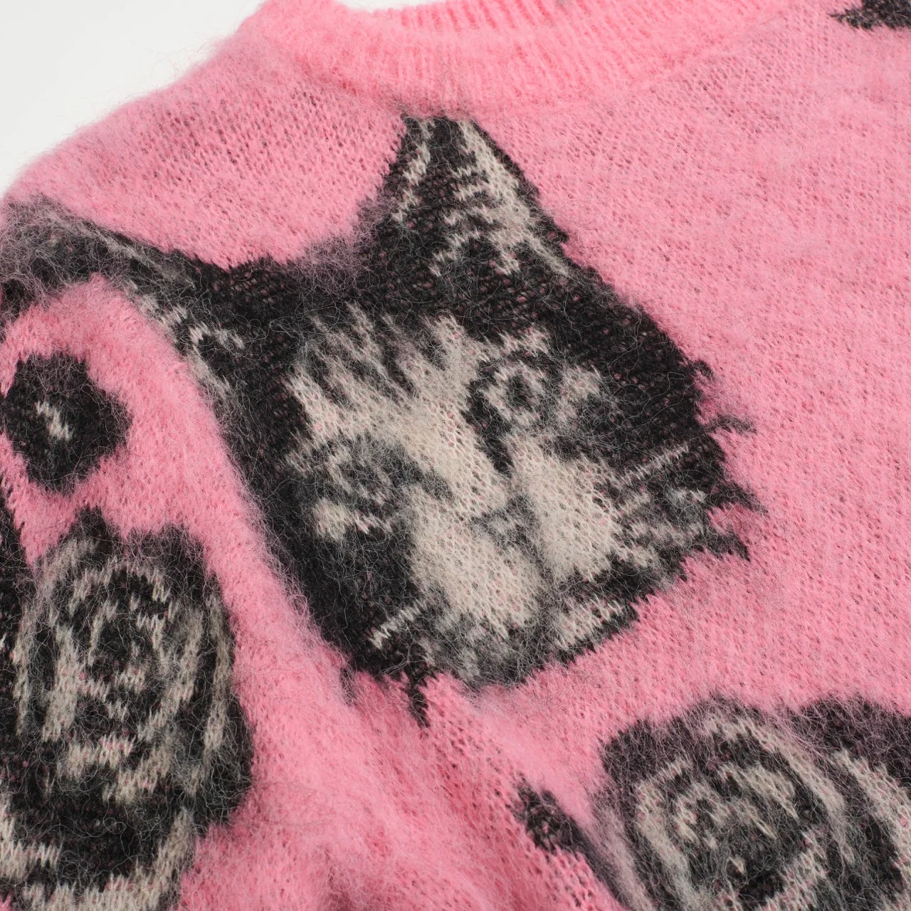 Women's pink kitten cute jacquard knitwear - Image 5
