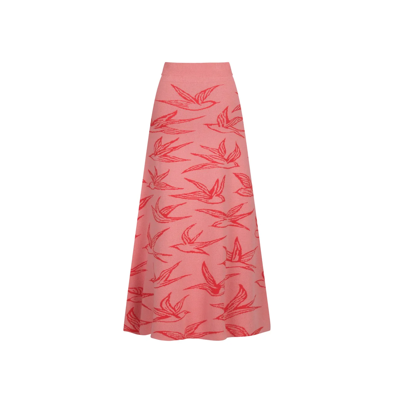Women's pink swallow jacquard knit skirt - Image 3