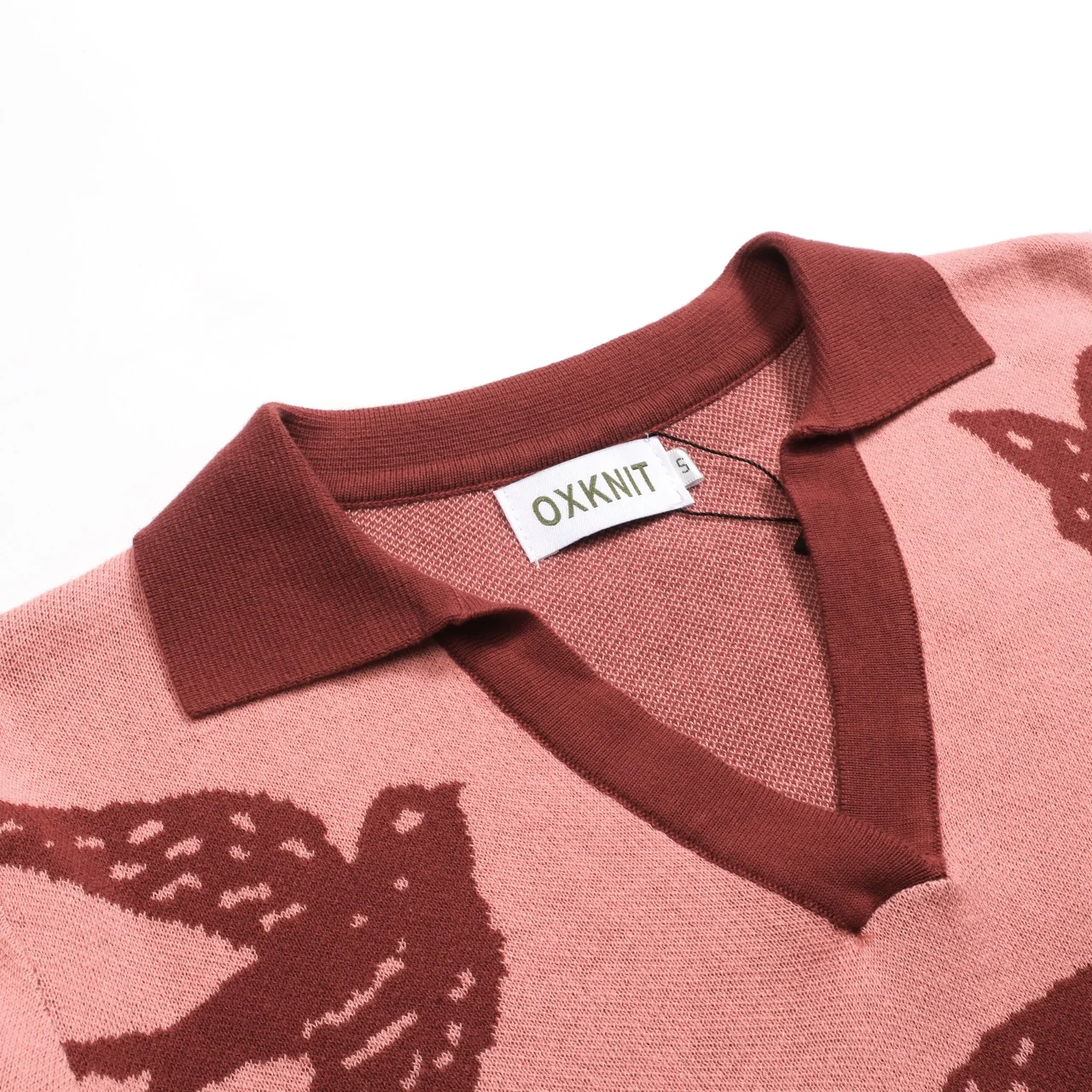 Women's pink swallow jacquard V-neck knitwear - Image 4