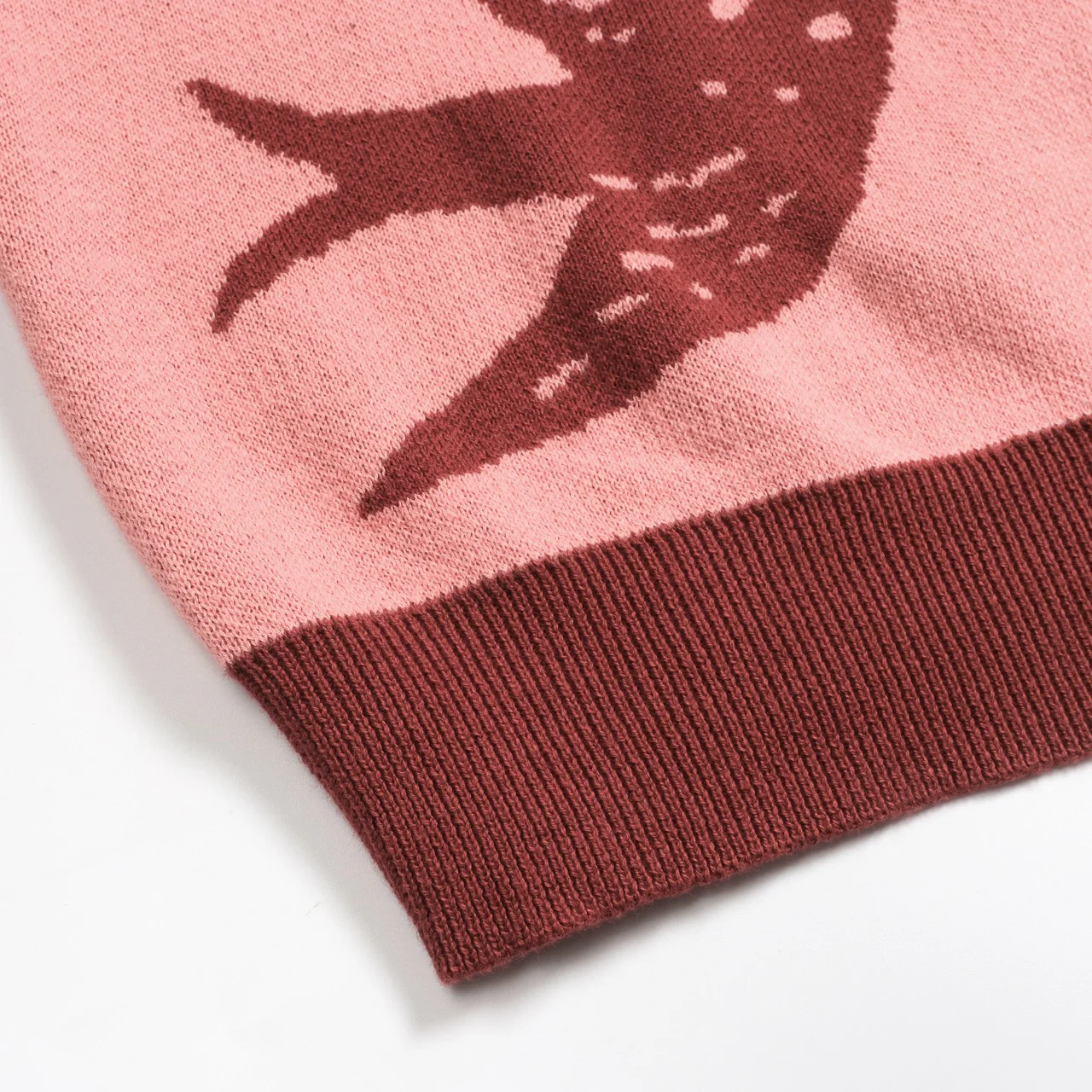 Women's pink swallow jacquard V-neck knitwear - Image 5