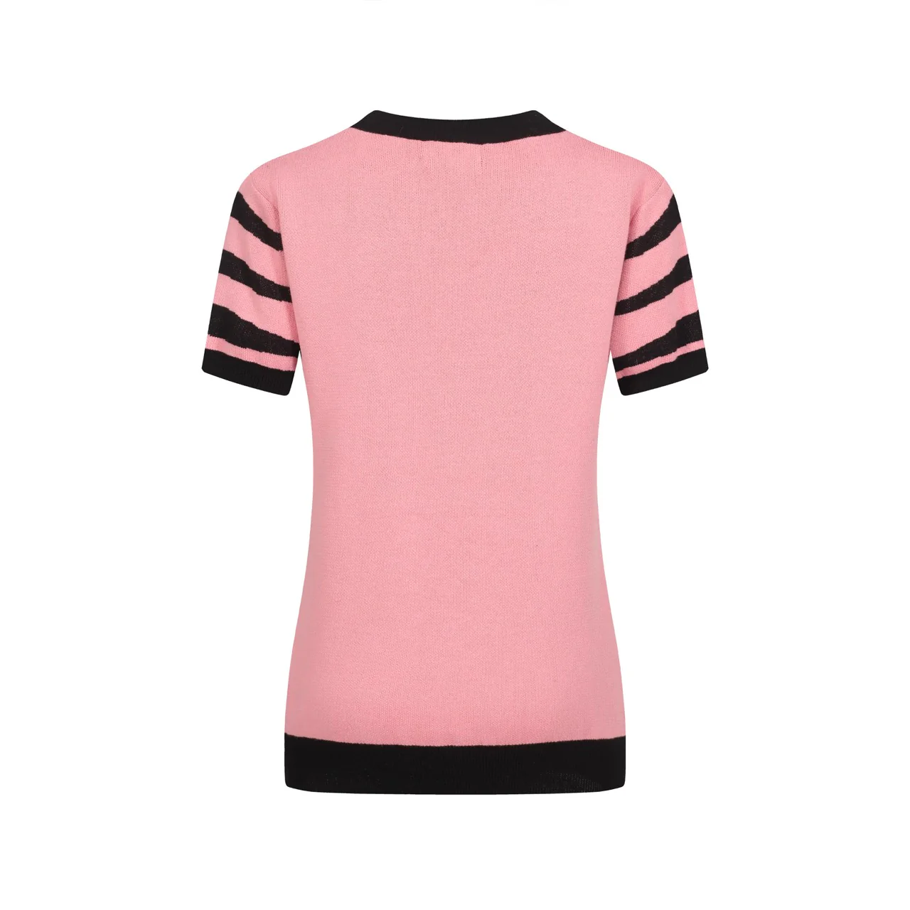 Women's pink zebra print tiger jacquard knitted T-shirt - Image 10