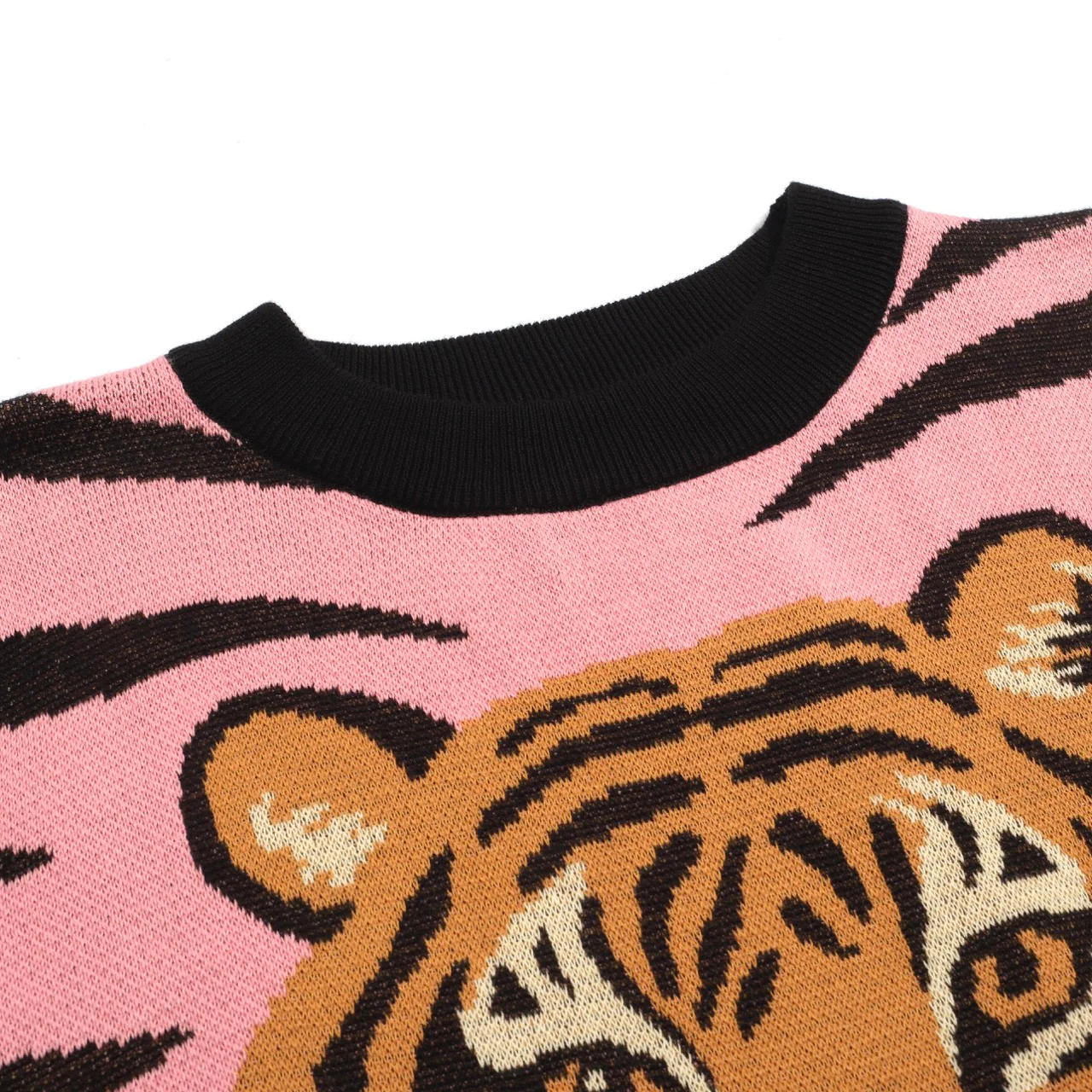 Women's pink zebra print tiger jacquard knitted T-shirt - Image 3