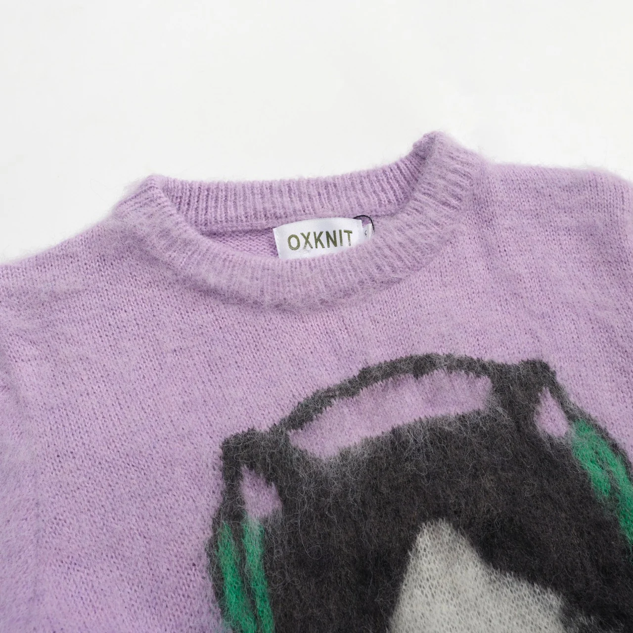Women's purple cat jacquard plush knitwear - Image 4