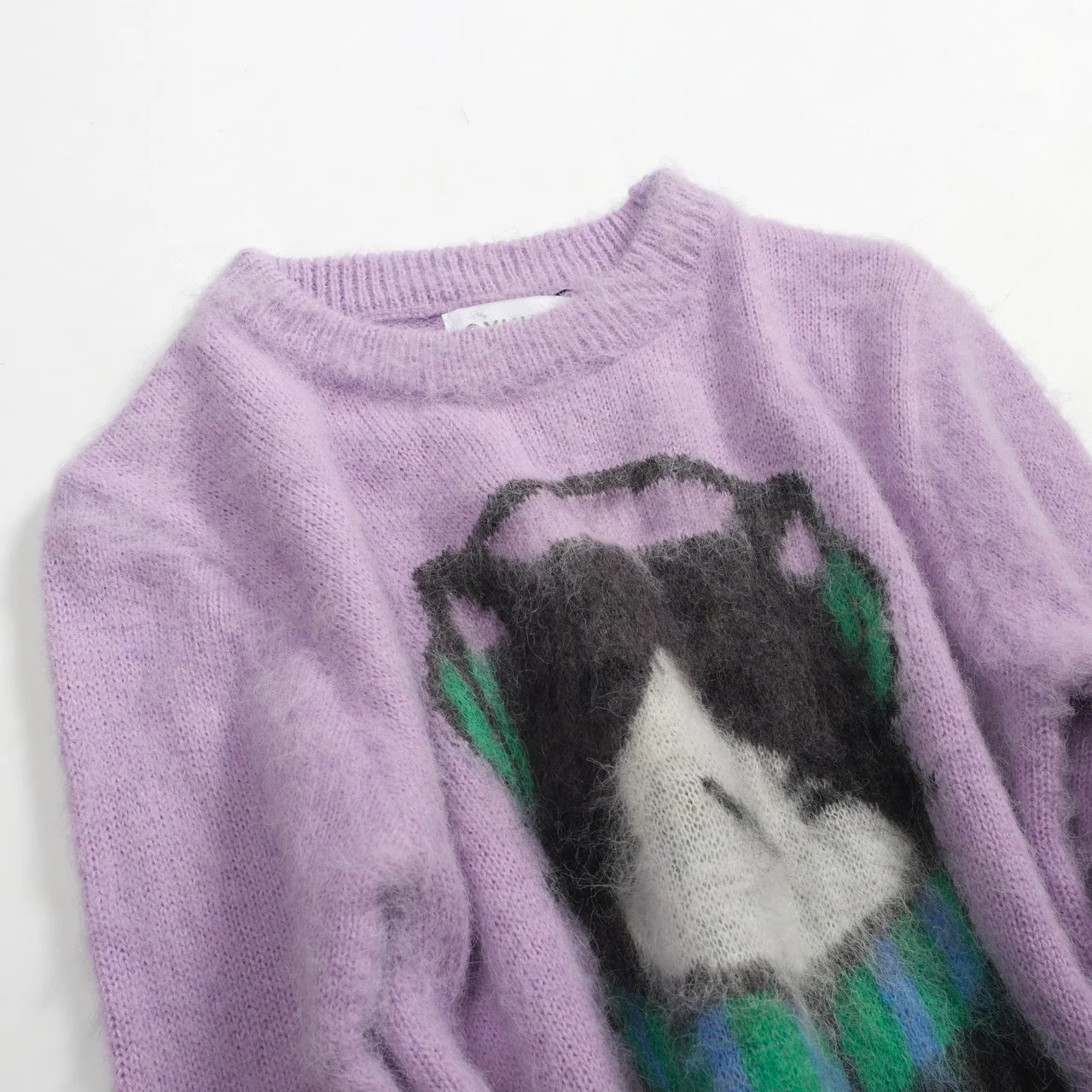 Women's purple cat jacquard plush knitwear - Image 9