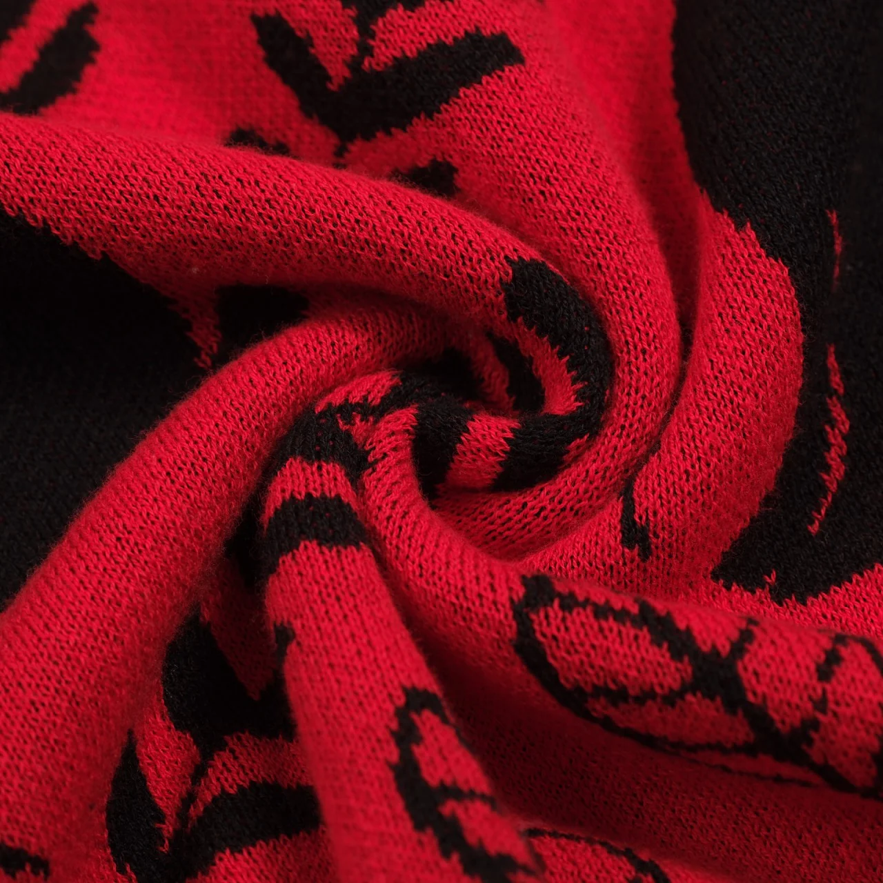 Women's red animal jacquard knit skirt - Image 8