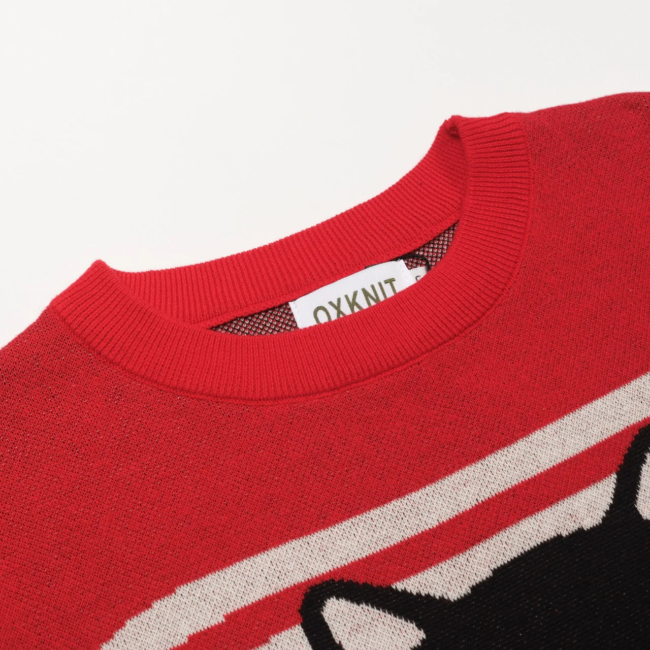 Women's red cat striped animal top skirt knit suit - Image 9