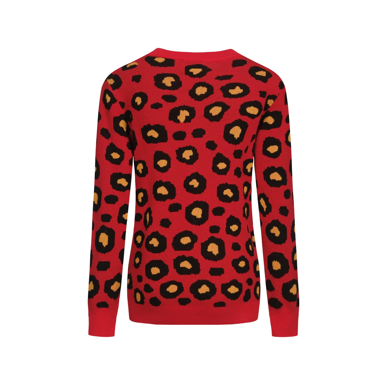 Women's red leopard print retro casual knitwear - Image 3