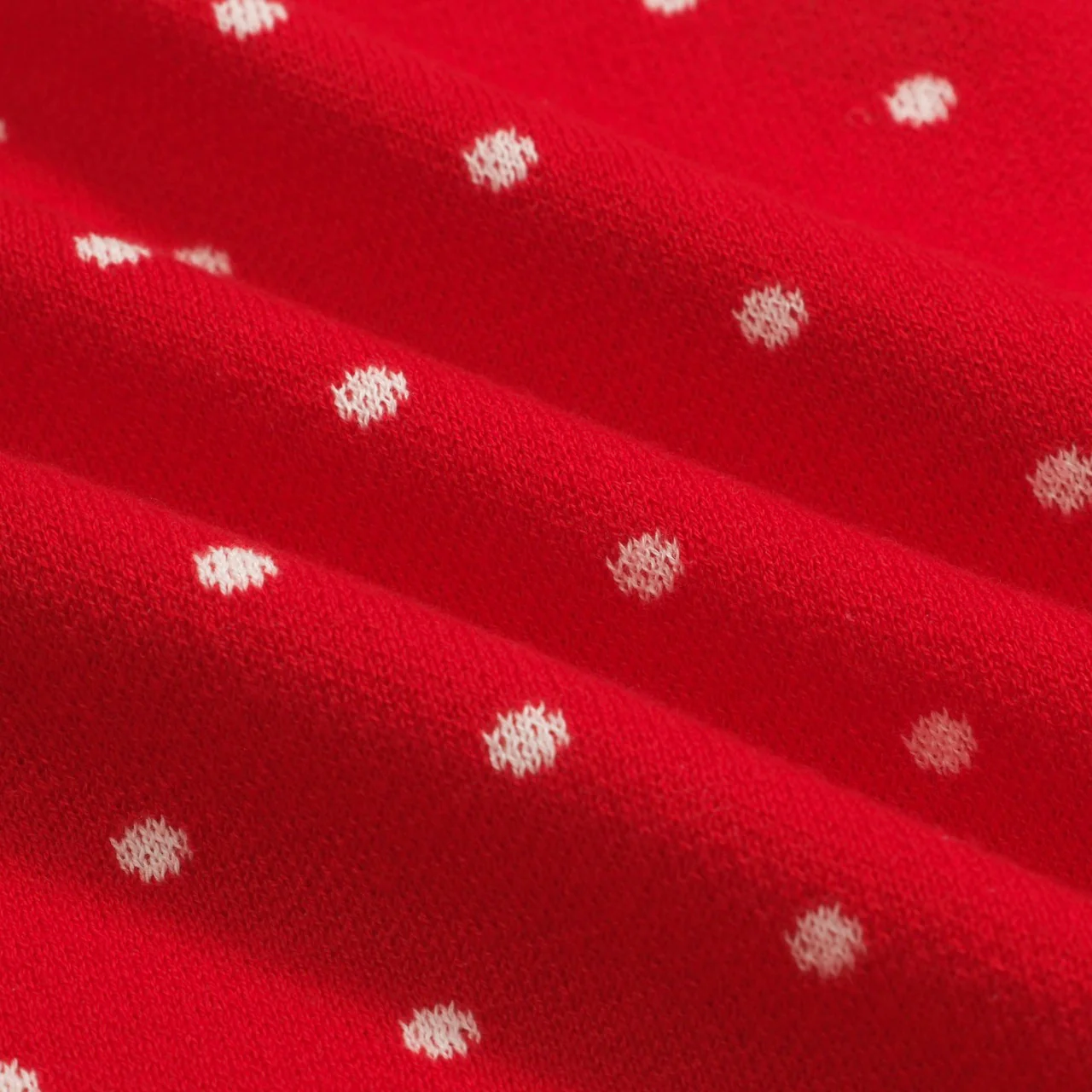 Women's red polka dot jacquard knitted polo shirt - Image 2