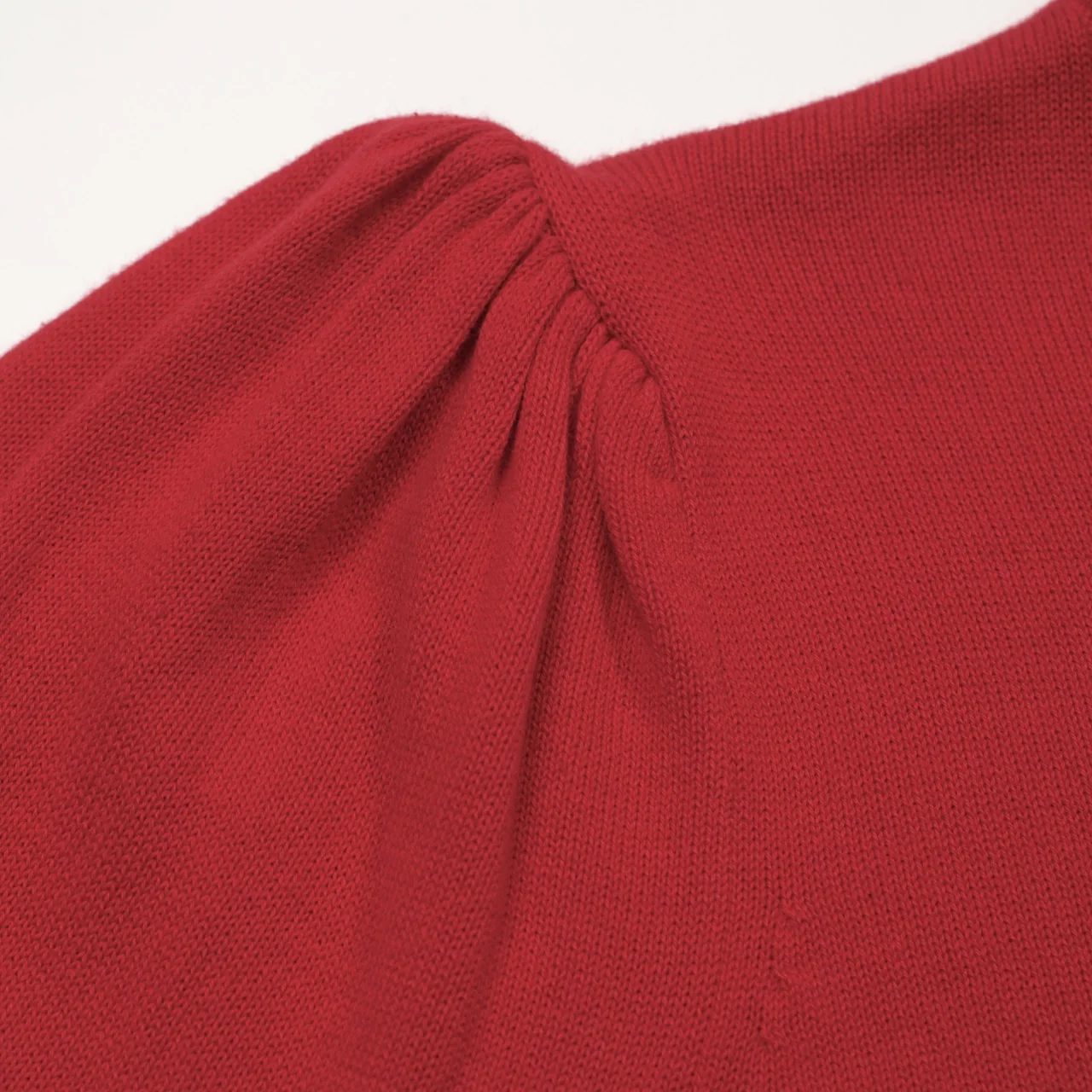 Women's red striped cat bubble sleeve knitwear - Image 5