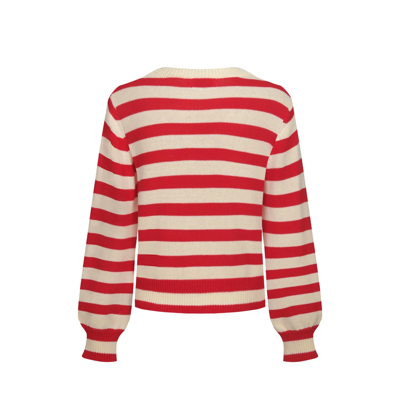 Women's red striped Christmas tree vintage knitwear - Cropped length - Image 3