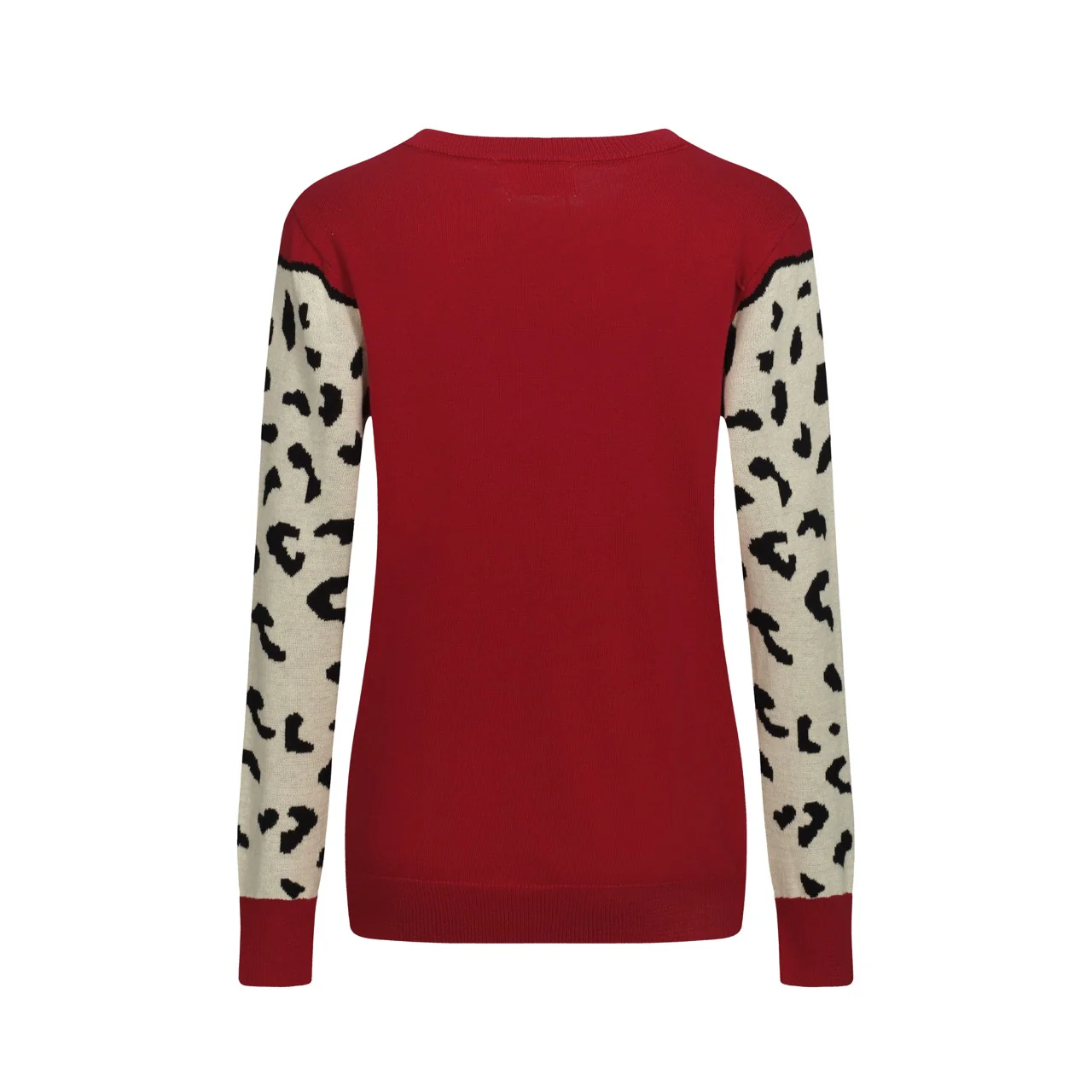 Women's red vintage animal print crew neck knitwear - Image 3