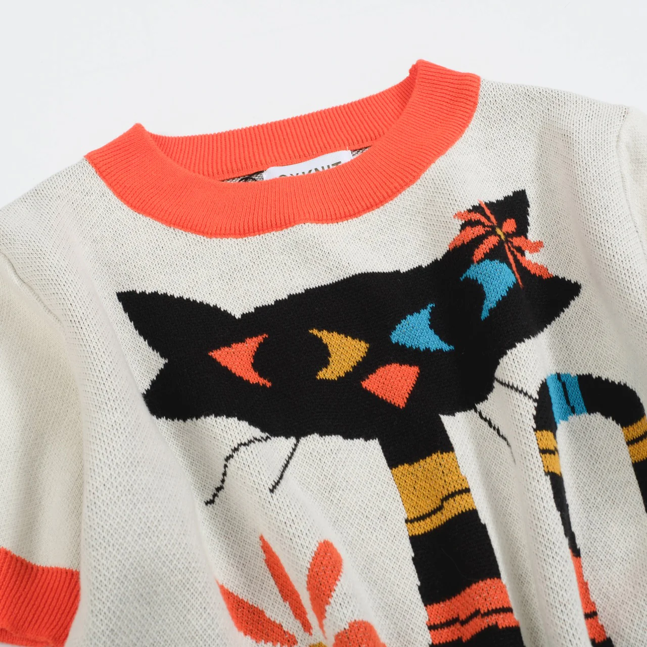 Women's Retro Cat Graphic Knit Top – Vintage Vibes - Image 8