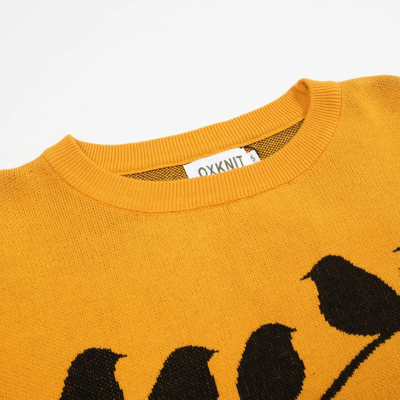 Women's retro yellow bird jacquard knitwear - Image 4