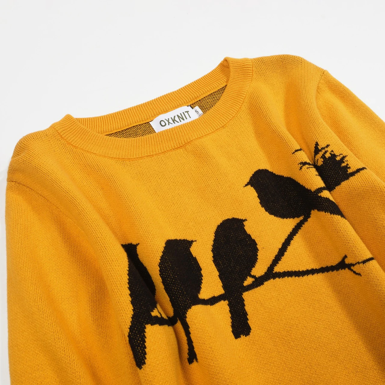 Women's retro yellow bird jacquard knitwear - Image 9