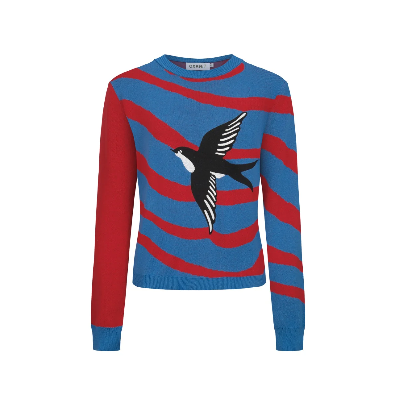 Women's striped embroidered swallow top skirt knit suit - Image 3