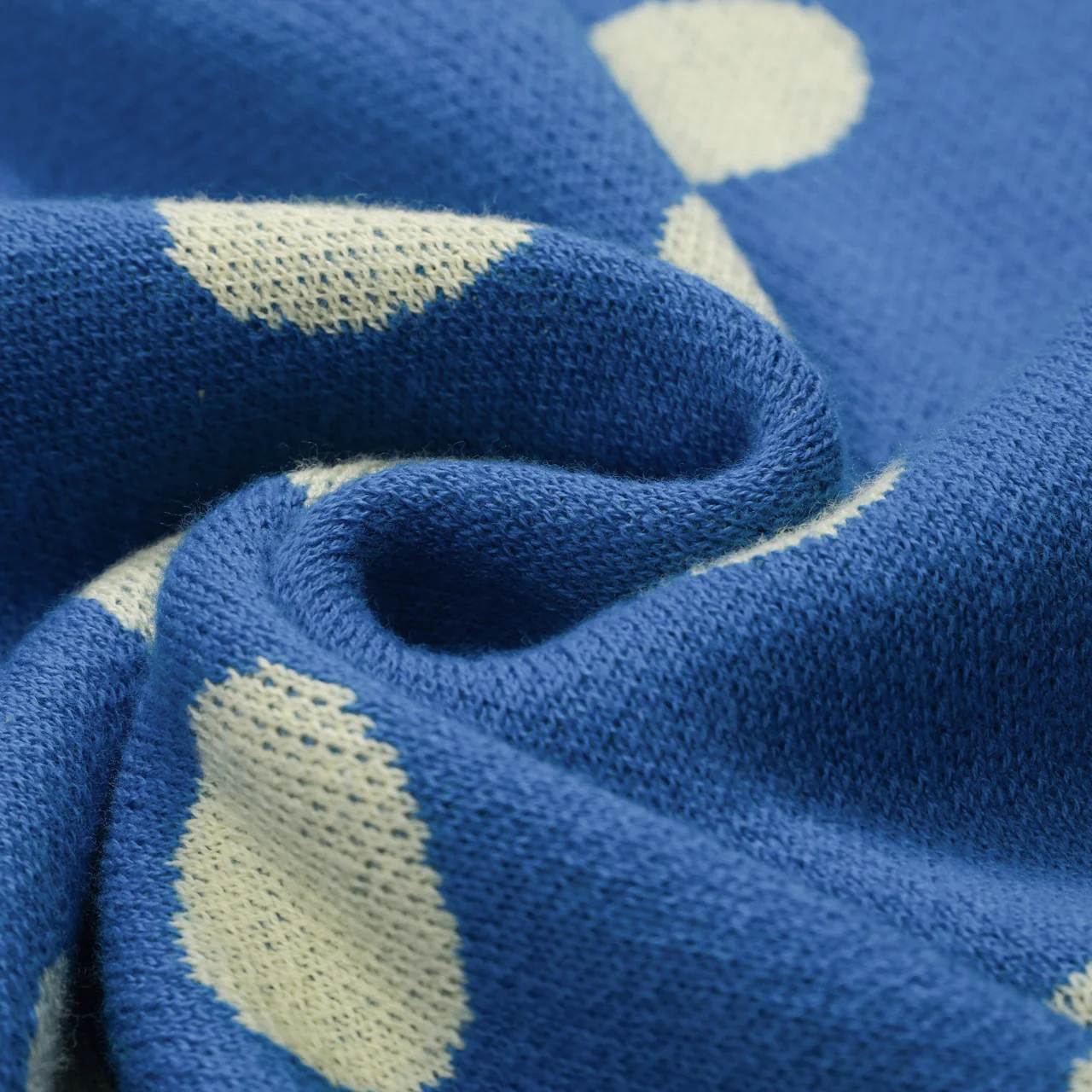 Women's vintage blue polka dot knitted bubble sleeve polo - Image 8
