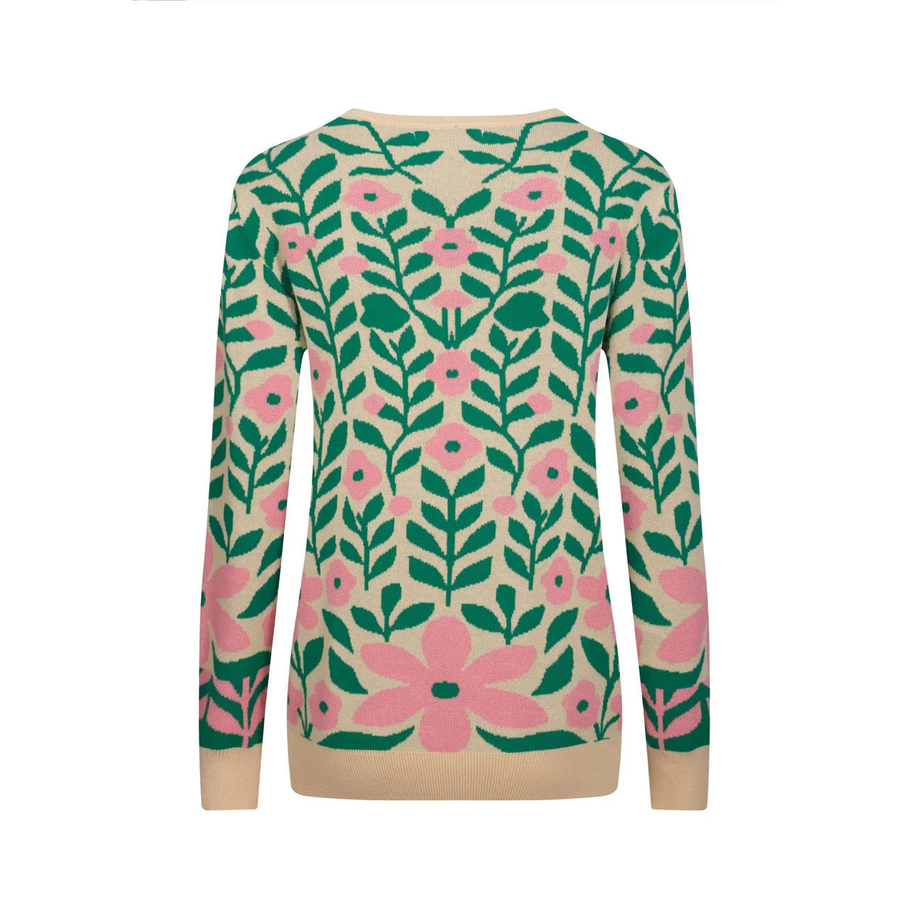 Women's vintage green art vintage jacquard knitwear - Image 3