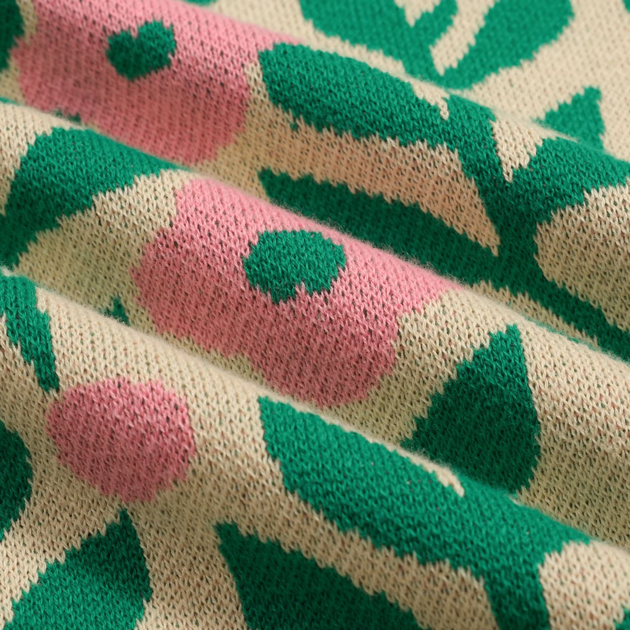 Women's vintage green art vintage jacquard knitwear - Image 8
