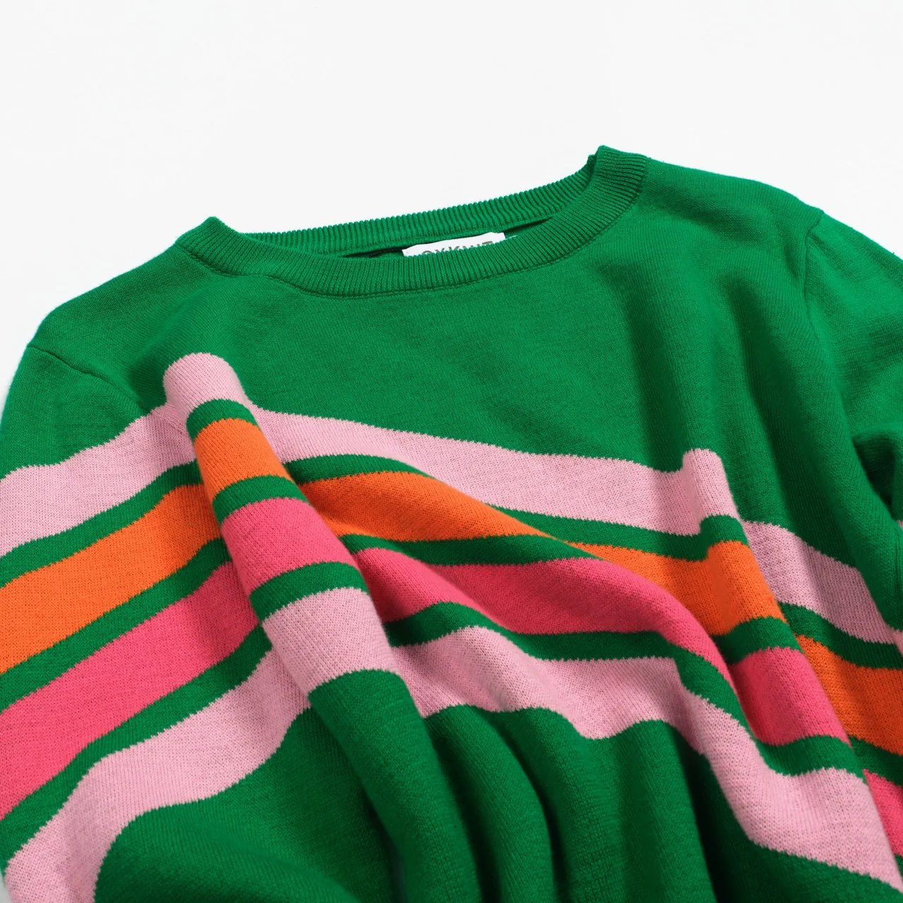 Women's vintage green diagonal stripe jacquard knitwear - Image 7