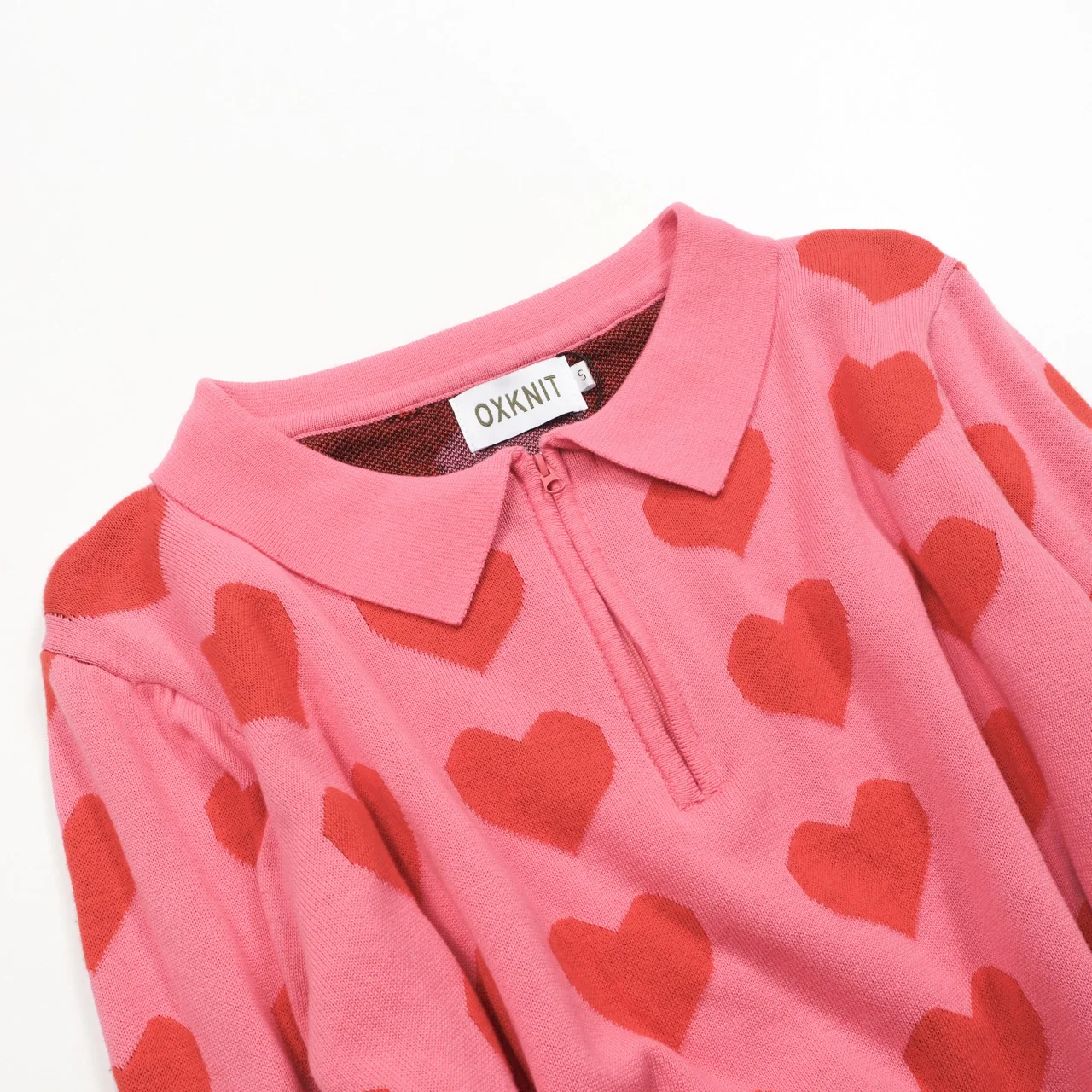 Women's vintage Love squirrel jacquard knit polo shirt - Image 9
