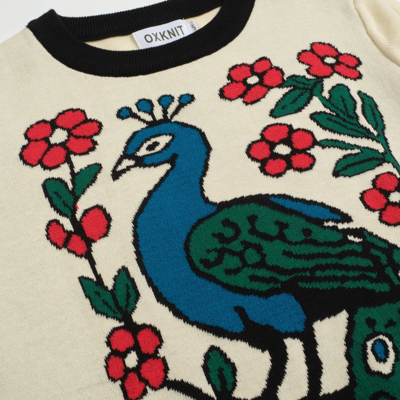 Women's vintage white peacock jacquard knitwear - Image 2