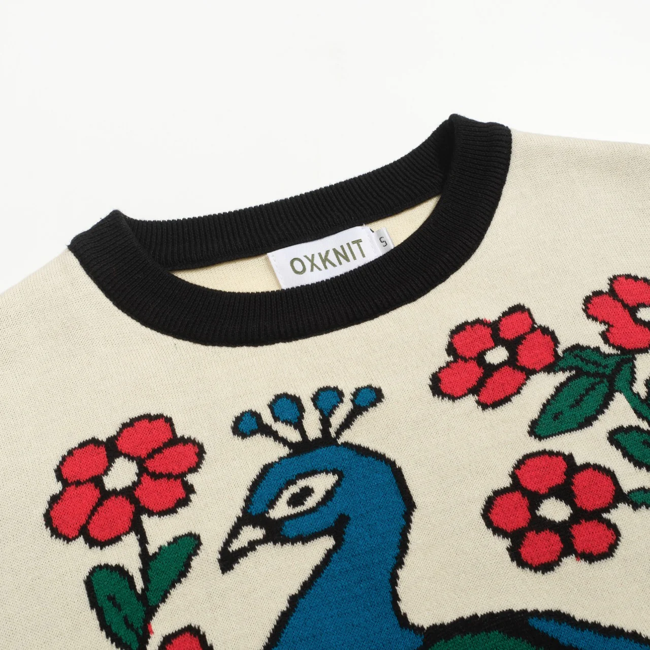Women's vintage white peacock jacquard knitwear - Image 4