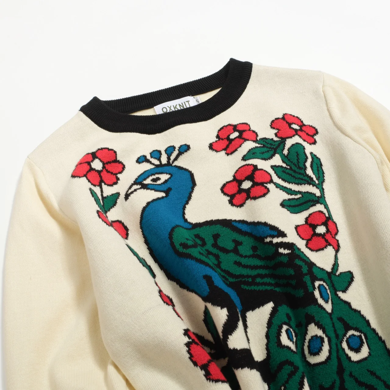 Women's vintage white peacock jacquard knitwear - Image 7