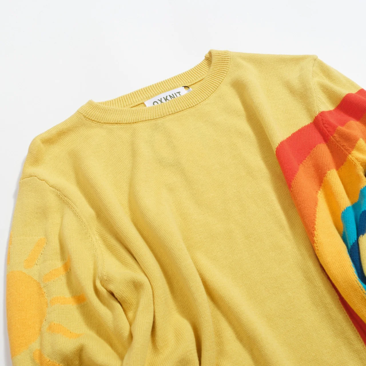 Women's vintage yellow rainbow jacquard knitwear - Image 8