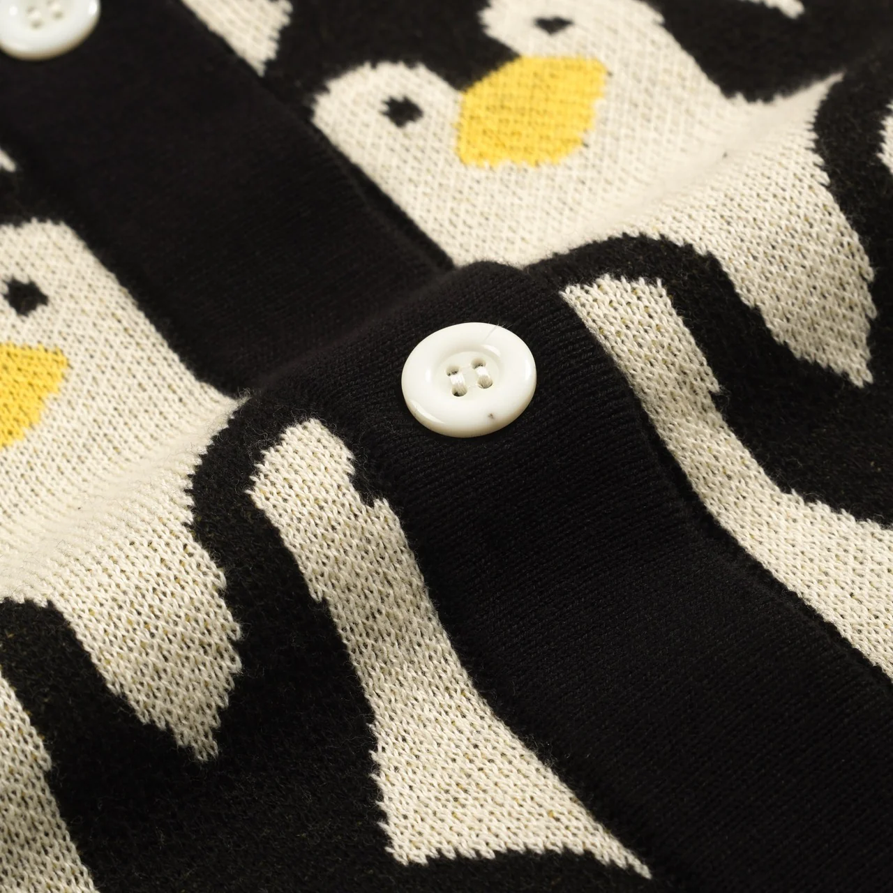 Women's white apricot penguin jacquard cardigan - Image 5
