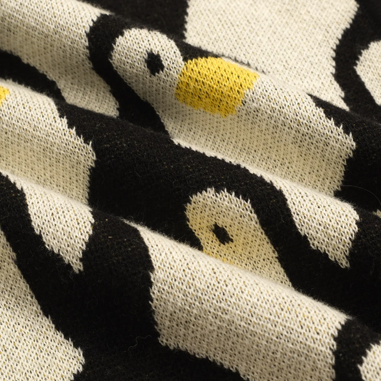 Women's white apricot penguin jacquard cardigan - Image 9