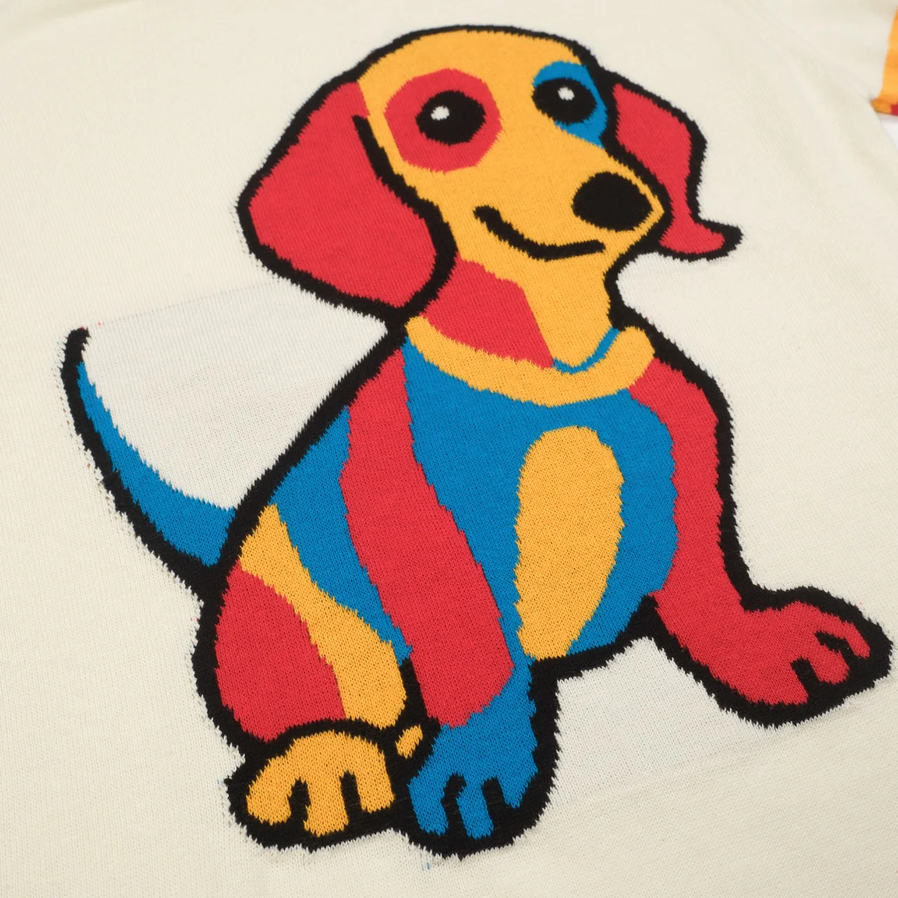 Women's white vintage puppy jacquard knit T-shirt - Image 2