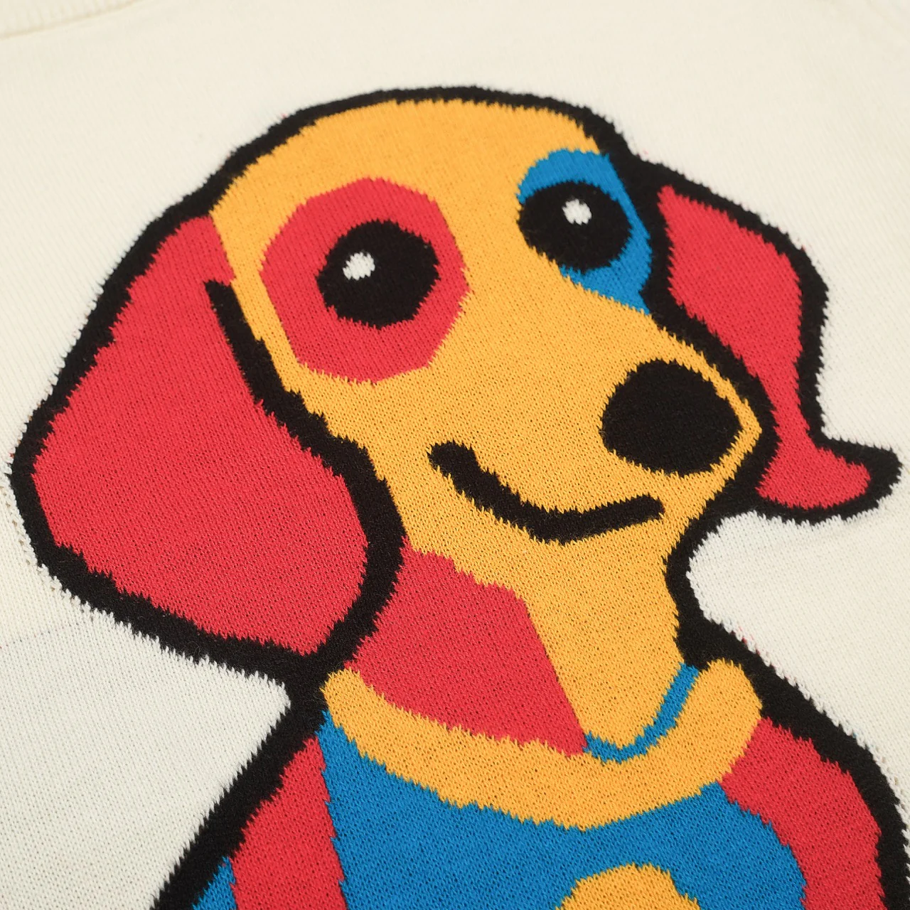 Women's white vintage puppy jacquard knit T-shirt - Image 5