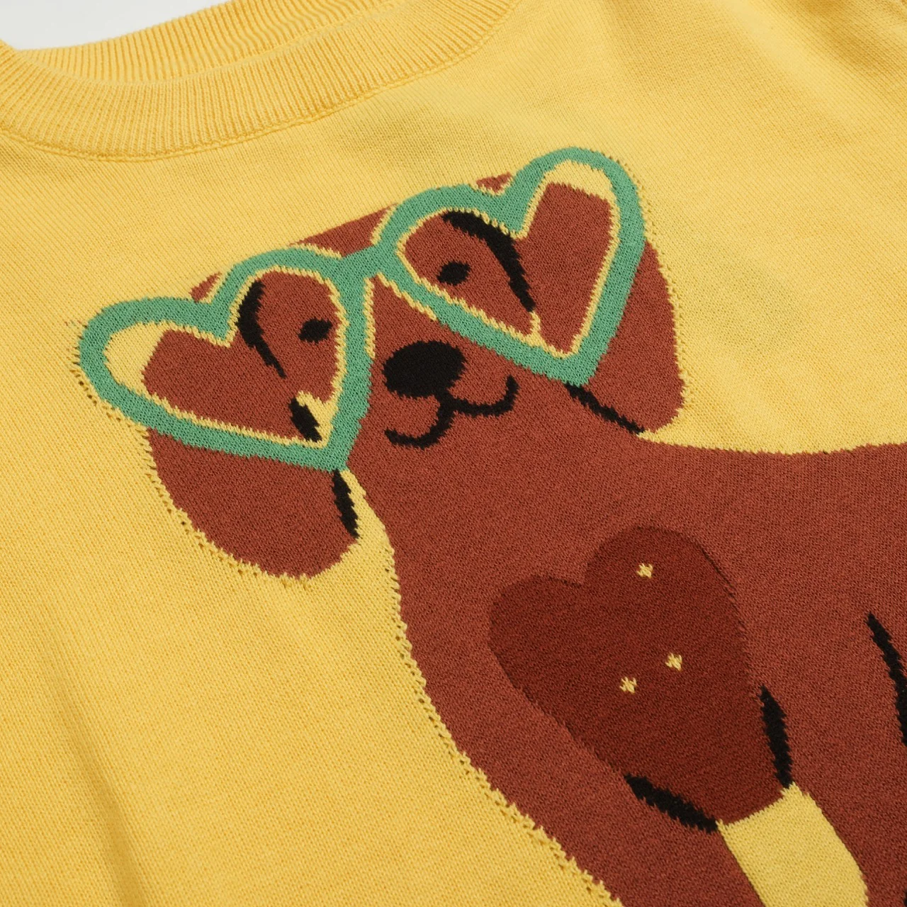 Women's yellow dog jacquard vintage knitwear - Image 2
