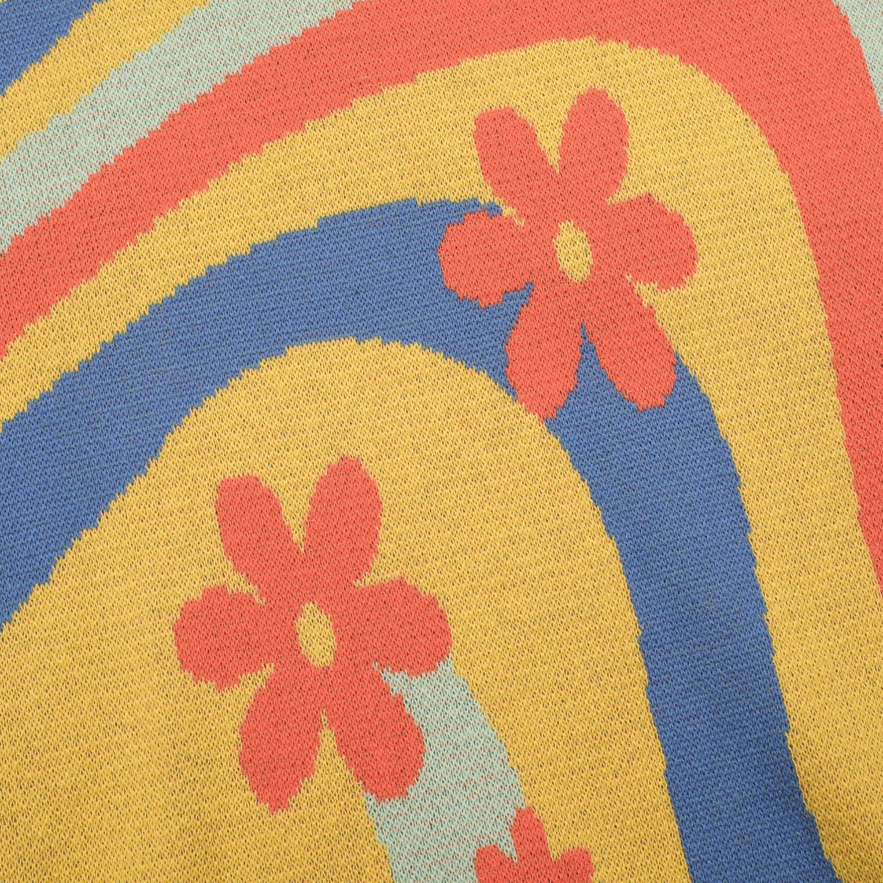 Women's Yellow Flower Art Stripes Jacquard Knitwear - Image 2