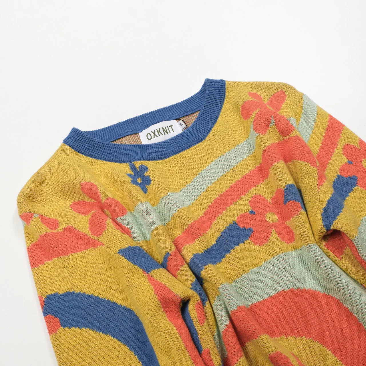 Women's Yellow Flower Art Stripes Jacquard Knitwear - Image 9