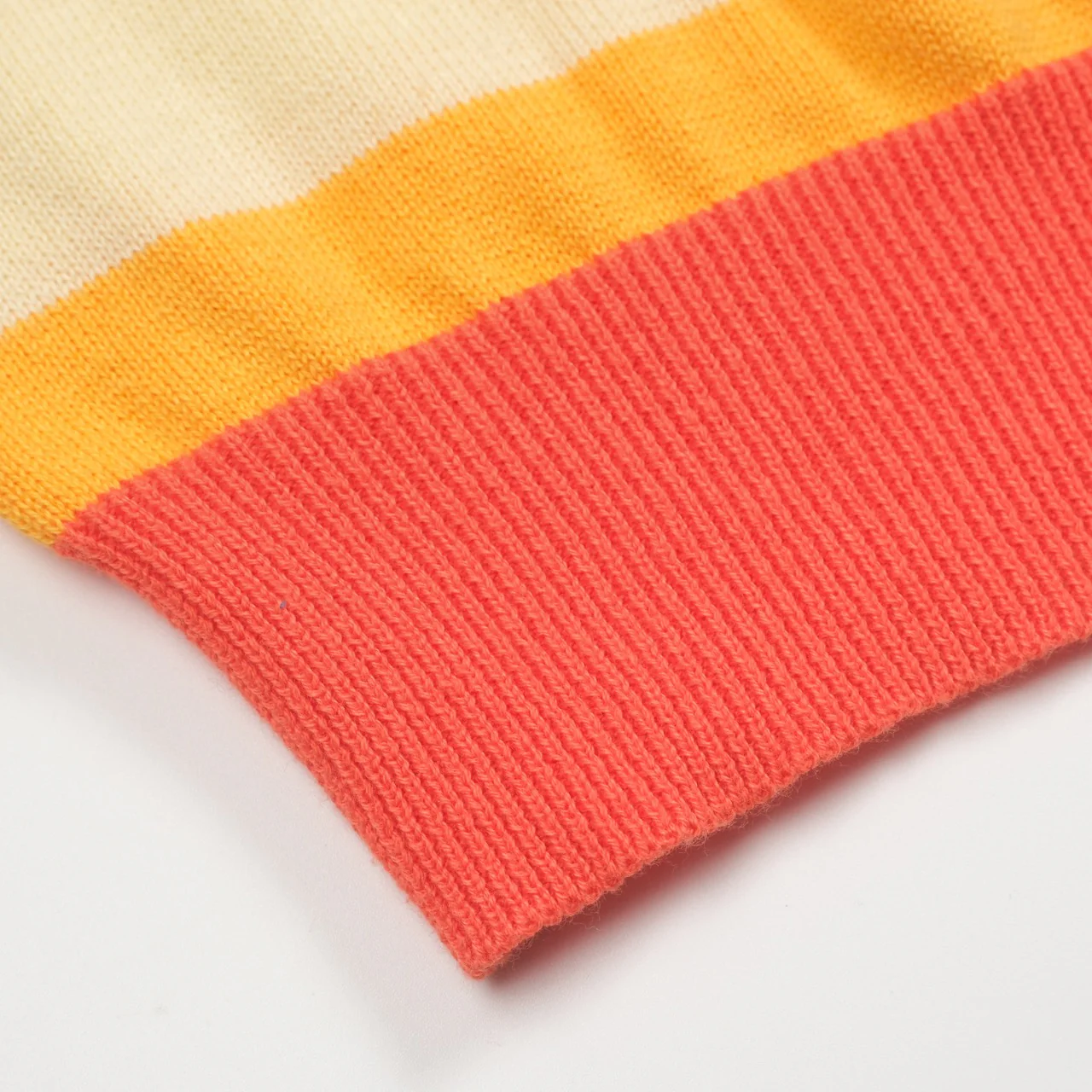 Women's yellow striped cropped sleeve knit T-shirt - Image 7