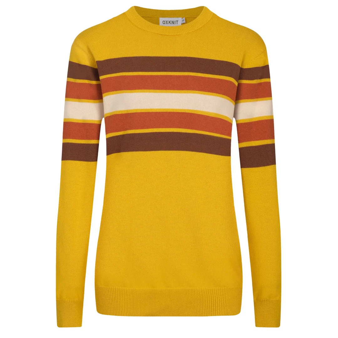 Women's yellow striped vintage jacquard knitwear