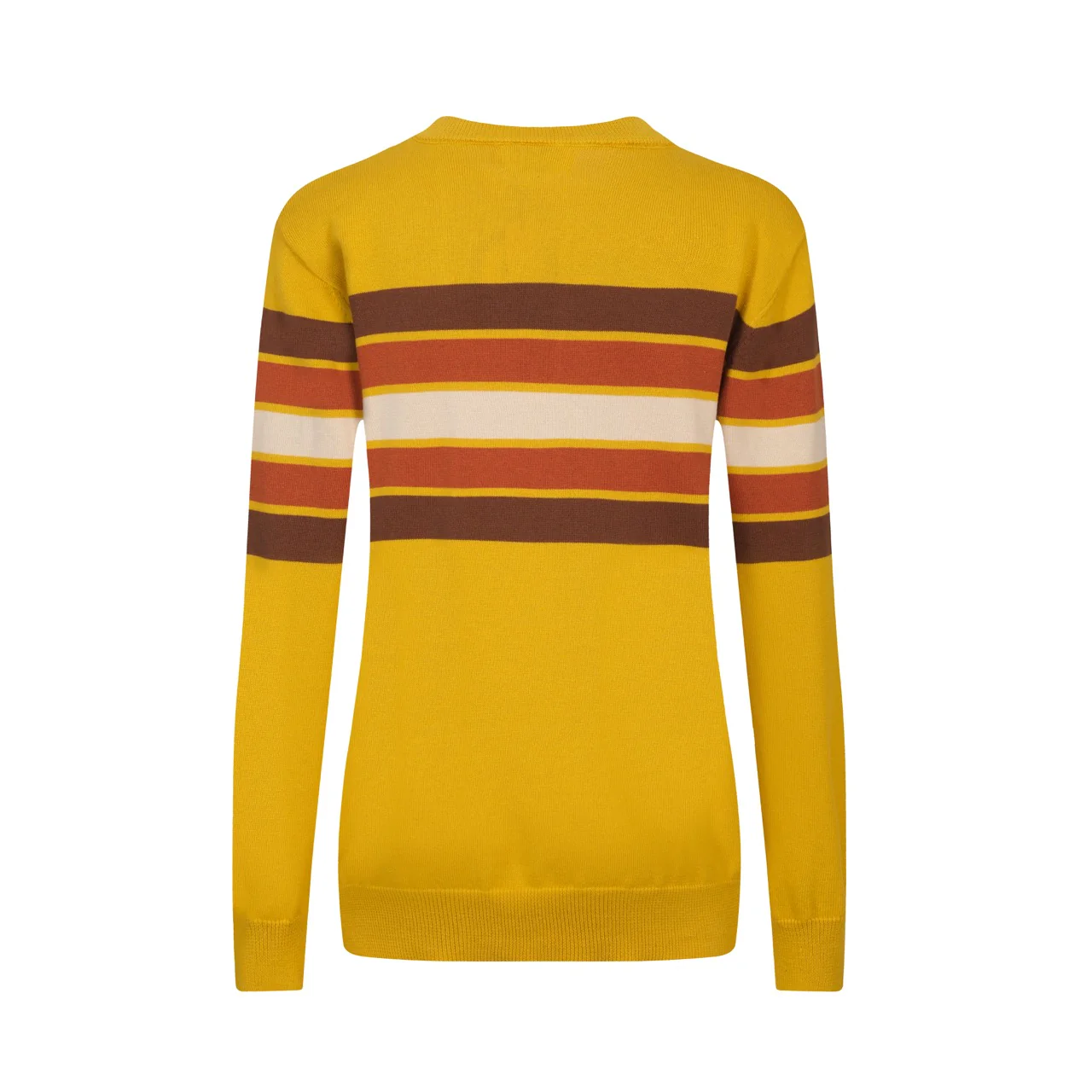 Women's yellow striped vintage jacquard knitwear - Image 3