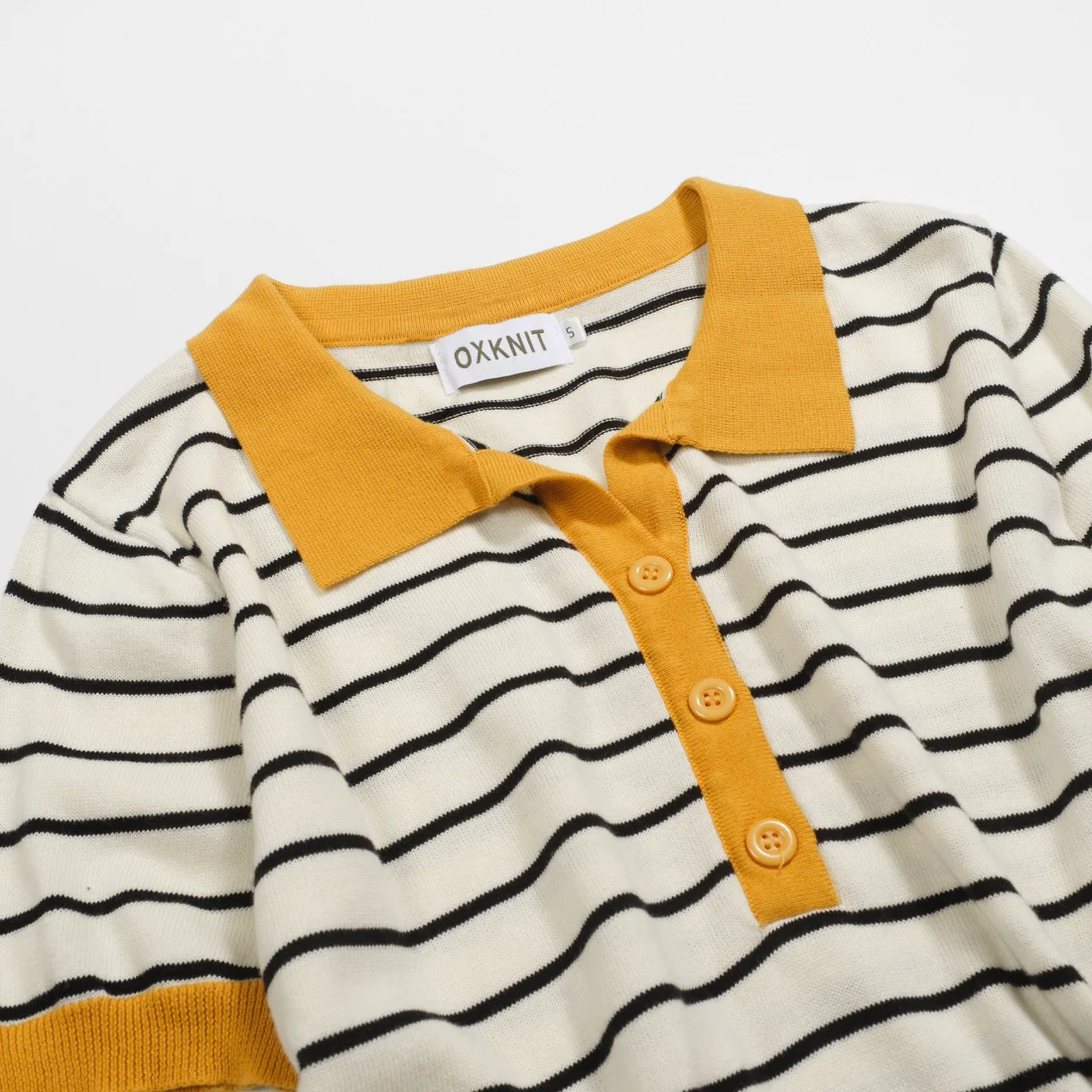 Women's yellow striped vintage polo shirt - Image 7