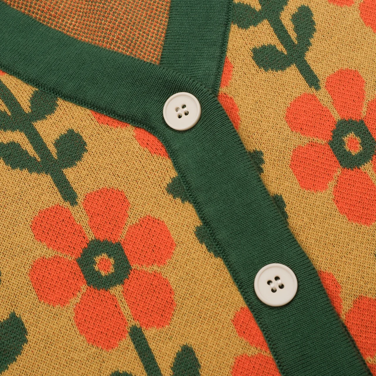 Women's yellow vintage floral knit cardigan - Cropped Length - Image 5